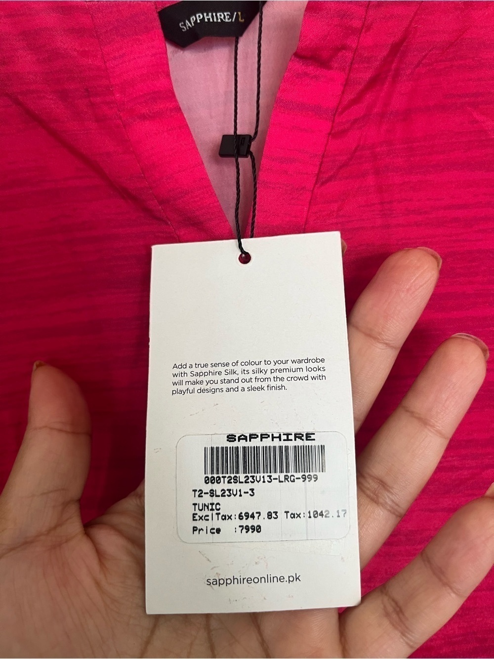 Sapphire Long Sleeve Fuchsia Printed Hem Tunic Dress - Picture 5 of 8